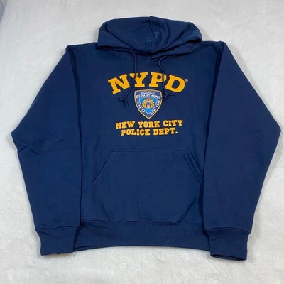NYPD Hoodie Pullover Police Dept New York City Graphic Sweatshirt Blue Men Small - Image 1 of 4