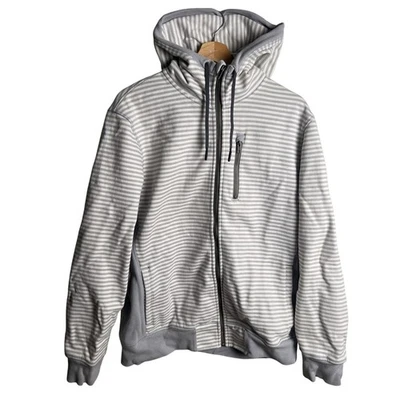 Sudadera con Capucha Lululemon Hombres Talla L Gris-Marrón/Blanco Rayas Cremallera Foto 1 de 4
