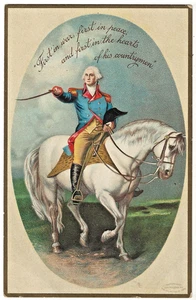 George Washington on his Horse PATRIOTIC Postcard Embossed 1908 U - Picture 1 of 2
