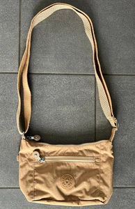 neue hellbraun schillernde Kipling Damen Umhängetasche mit gemustertem Gurt - Bild 1 von 5