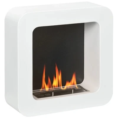 HOMCOM Wall Mounted Bioethanol Fireplace White 1L Tank 2.5 Hour Burn Time NEW UK - Image 1 of 4