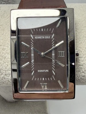 Kenneth Cole Signature 20881 New Battery Mens Tank Watch 30MM 8.25" Leather Band - Image 1 of 4