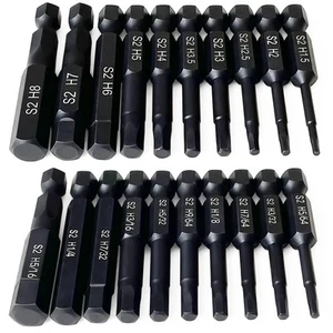 Set di punte per trapano a brugola testa esagonale (10 pz metriche e 10 pz SAE), chiave a brugola Dr... - Foto 1 di 7