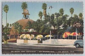 Brown Derby Restaurant Los Angeles CA Linen Postcard Curteich Photo-Colorit - Picture 1 of 3