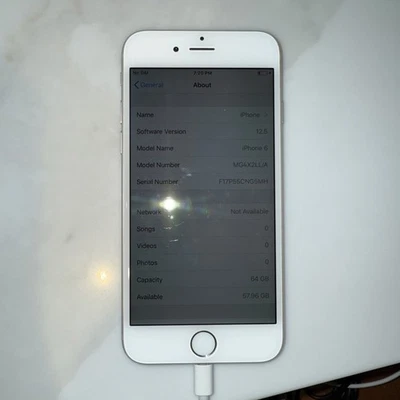 Apple iPhone 6 - 64GB - White  (Unlocked)(MKQ92LL/A) (A1633) (CDMA + GSM) - Image 1 of 3