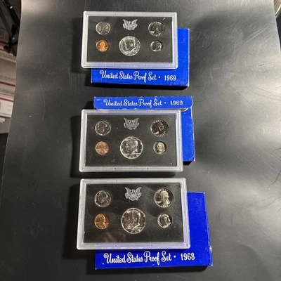 Lote de 3 juegos de prueba de Estados Unidos - 1968 y (2) 1969 Foto 1 de 4