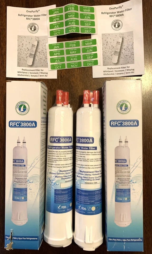 Two OnePurify RFC 3800A Refrigerator Water Filter Replacement NEW Sealed Filters - Image 1 of 1