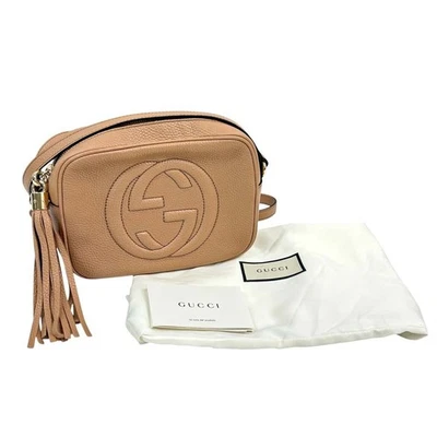 GUCCI 308364.498879 Soho Disco Interlocking G Shoulder Bag Leather Beige Logo - Image 1 of 4