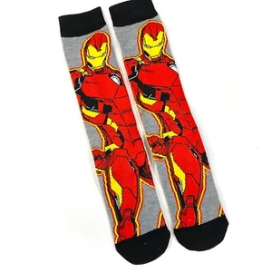 new IRON MAN SOCKS gray red yellow BIG LOGO marvel comics MENS ADULT CREW OSFM - Picture 1 of 3