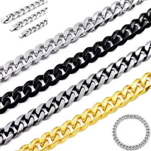 Deluxe Panzerarmband Kette Massiv Edelstahl Silber Gold Schwarz Armband 9- 13 mm - Bild 1 von 47