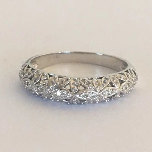Q7520, neu 14k einfarbig weißgold mit echtem Diamantring, Gr. 7, neu mit Etikett - Bild 1 von 12