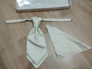 Krawatte creme Hochzeitskrawatte Einstecktuch Heiraten Herren Hochzeit Bräutigam - Bild 1 von 2