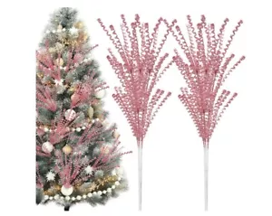 30 Pcs 16.5" Red Christmas Tree Curly Picks Sprays Artificial Glitter Stems Glit - Picture 1 of 5