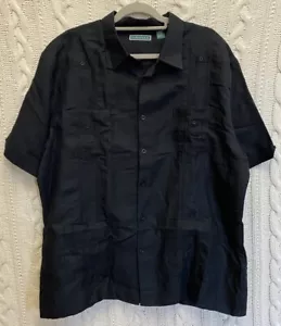 Cubavera Herren 2XL schwarz S/S Hawaiihemd bestickt Kreuzfahrt Strand - Bild 1 von 8