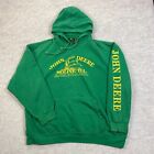 Vintage John Deere Hoodie XL Green Pullover Sweater Logo Spell Out Faded Farmer