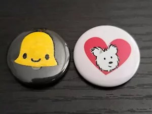 Two Adorable Mini Pinback Buttons, One American Girl - Picture 1 of 10