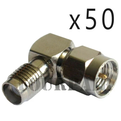 50 Pack SMA Male Plug to Female Jack  RF Connector Adapter 90 Degree Right Angle - Image 1 of 2