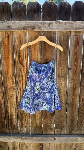 UNDERCOVER Abito da notte vintage Victoria's Secret slip in seta L viola blu basso retro aperto