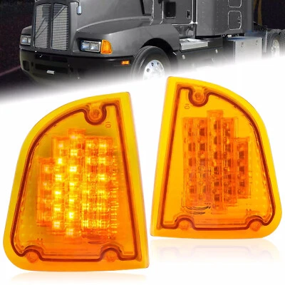 New Amber LED Turn Signal Lights For KW Kenworth K300 T300 T330 T600 86-08 Pair - Imagem 1 de 4