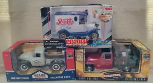 NIB 3 Die Cast Metal Truck Banks Craftsman Tool Sear Hardware Pepsi 2408100G - Picture 1 of 23