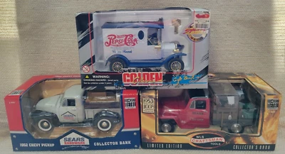 NIB 3 Die Cast Metal Truck Banks Craftsman Tool Sear Hardware Pepsi 2408100G - Image 1 of 4