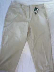 NWT LL Bean Khakis Size 18W Womens Straight Leg Org Fit Khaki Pants Cropped new - Picture 1 of 7