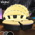 LED - Sonneninsel Rattan  Lounge Gartenliege  Polyrattan Sitzgruppe  Liege Insel