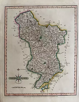 1787 Antique Map; Derbyshire, John Cary, New & Correct English Atlas - Image 1 of 2