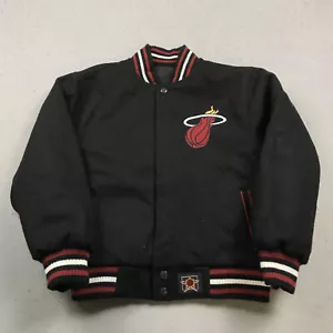 VINTAGE Miami Heat Jacket YOUTH Small 5-6 Black Jeff Hamilton Reversible Bomber - Picture 1 of 11