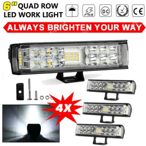 4x 6Inch LED Work Spot Light Bar Car Flood Offroad Fog Lamp For 4WD Jeep SUV - Foto 1 di 12