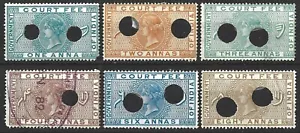 INDIA QV COURT FEES PERF 14 X 6 USED - Picture 1 of 2