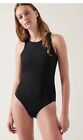 ATHLETA MT Maldives One Piece Swimsuit Medium Tall Black Suit Sport Bathing Suit