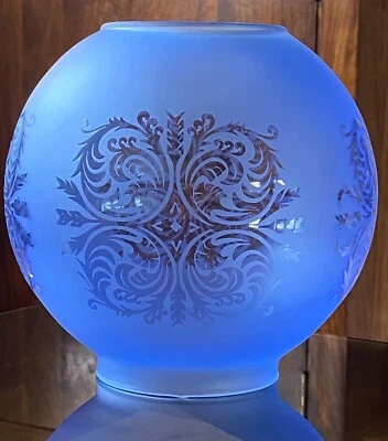 Viktorianischer Stil Rubin Cranberry Glas Globe Öl Lampenschirm mit Blumenmuster