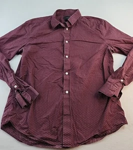 H&M Slim Fit Mens XL Purple Polka Dot Cotton Long Sleeve Shirt - Picture 1 of 8