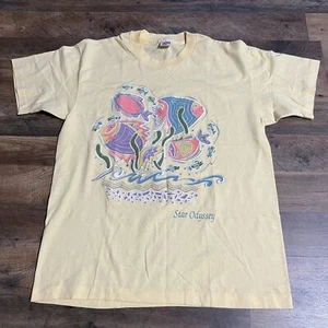 Vintage Star Odyssey Fish T-Shirt Yellow USA Single Stitch Anvil Adult L Large - Picture 1 of 13