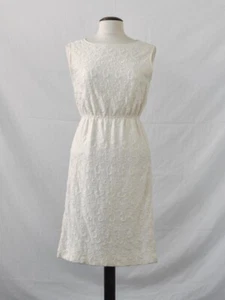 Abito donna bianco avorio stile anni 60 ricamo taglia 10 estate/cerimonia - Foto 1 di 4