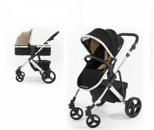 Cochecito y cochecito Tutti Bambini Riviera en plata, negro y topo con funda para lluvia - Imagen 1 de 5
