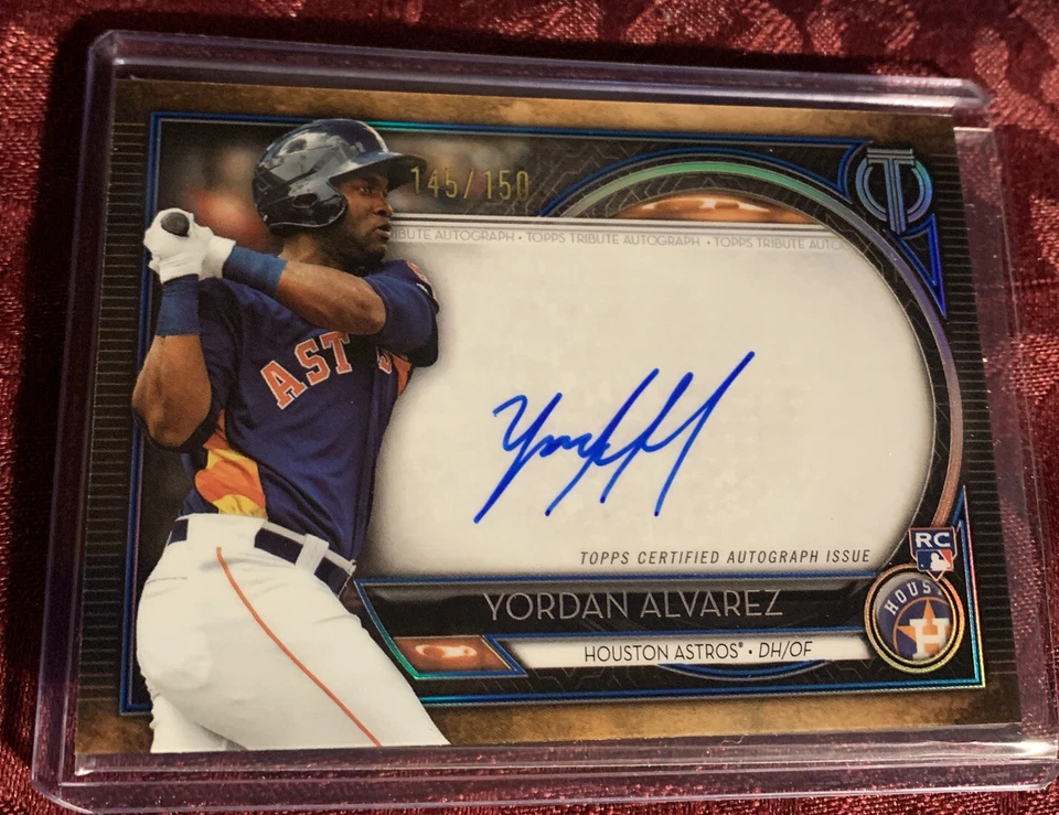 Yordan Alvarez 2020 Topps Tribute RC AUTO #d 145 / 150, Houston Astros Star - Image 1 of 3