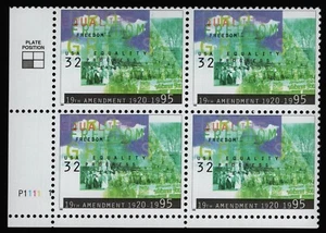 #2980 32c Mujer Sufragio, Bloque de Placas [P1111-1 LL] Como Nuevo **Cualquier 5 = ENVÍO GRATUITO** - Imagen 1 de 1