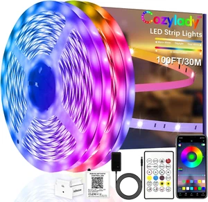 Bluetooth LED Strip Lights 30M, 100Ft LED RGB LED Light Strips Music Sync - Picture 1 of 12