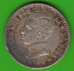 Silver Coin Spain 50 Centimos 1904 Great Preserved nswleipzig - Picture 1 of 3