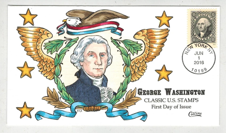 SELLOS CLÁSICOS DE ESTADOS UNIDOS PINTADOS A MANO COLLINS 1800 REDIBUJADOS 5079A GEORGE WASHINGTON Foto 1 de 1