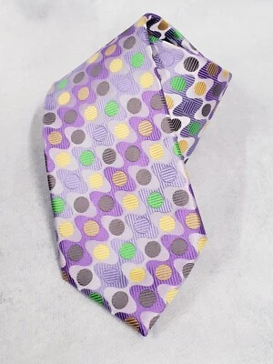 NUEVO SIN ETIQUETAS Verso 9 Maurizio 100% Seda Corbata Cuello Punto Abstracto Dorado Púrpura Verde Brillante Foto 1 de 4