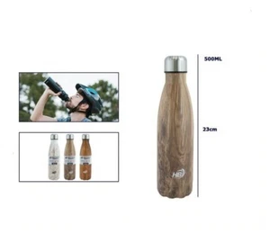 Borraccia termica 500 ml Nuova Bottiglia Termica Venatura Di Legno Opaco - Foto 1 di 2