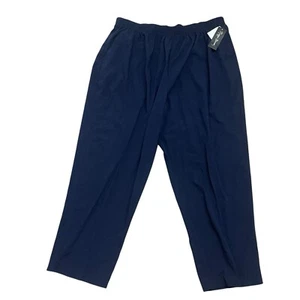 NEW Maggie Barnes Pants Elastic Waist Pull On Women's 30W Navy Blue Straight Leg - Picture 1 of 7