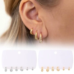 Orecchini a cerchio set 3pz per donna leggeri casual semplici orecchini a perno gioielli - Foto 1 di 14