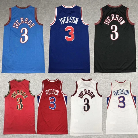 Philadelphia 76ers #3 Allen Iverson Stitched Vintage Men's S-2XL Jersey Cover