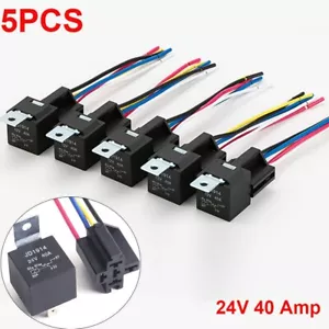 5PCS 24V 40 Amp Car SPDT Automotive Relay DC 4 Pin 4 Wires W/ Harness Socket AU - Picture 1 of 11