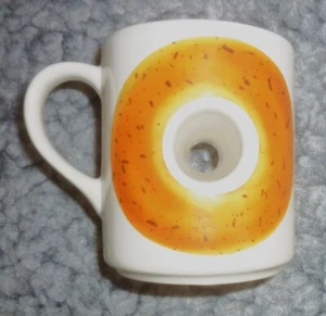 Papel OFFICIAL COFFEE & BAGEL MUG w/ HOLE Through Middle, Hand Decorated, Exc - Picture 1 of 5