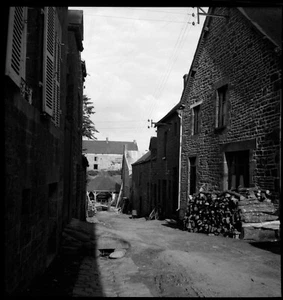 Ländliche Landschaft Bauernhof Haus Straße Dorf - altes Negativ Foto An. 1950 - Bild 1 von 1